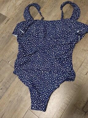 Women's Navy Polka Dot One-Piece Swimsuit